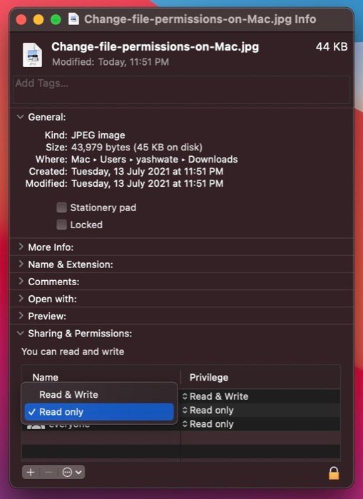 cambiar permisos de archivos en mac usando finder