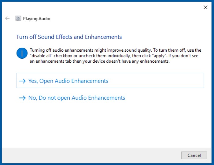 ejecutar el solucionador de problemas de audio de Windows 10