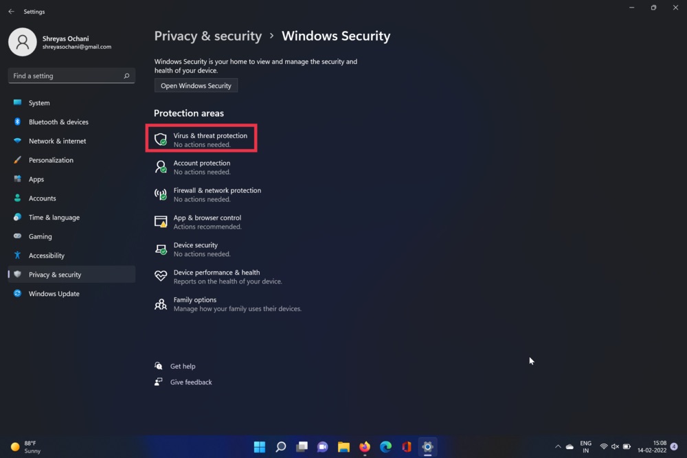 paramètres antivirus windows 11