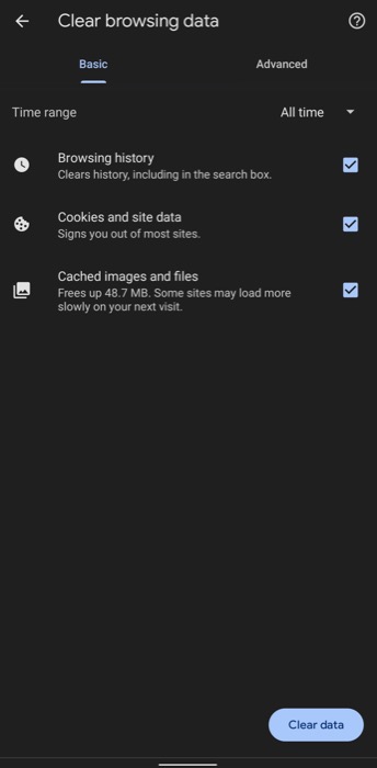 borrar caché de Chrome y cookies en Android