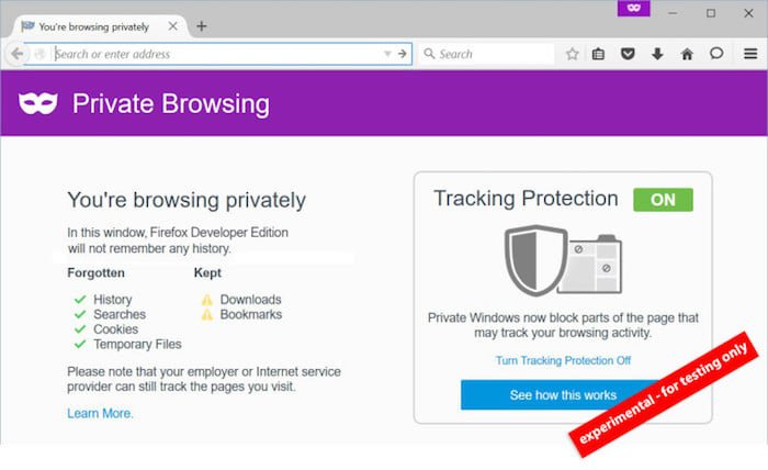 cómo eludir efectivamente la detección de adblock en sitios web - seguimiento de incógnito de Firefox