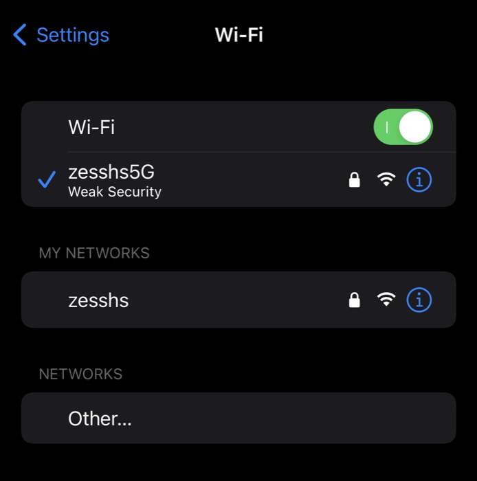 usando una dirección Wi-Fi privada en iPhone